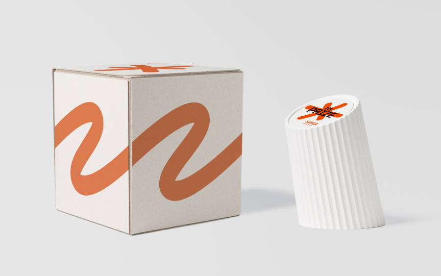 Étui pour trophées Sustain Awards au design personnalisé, à côté d'un trophée blanc strié